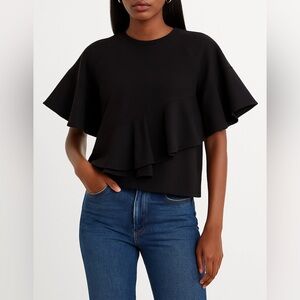 Cinq à Sept Sylas Draped Ruffle Top – NWT – Black – Size Small